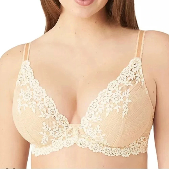 WACOAL Embrace Lace Bra Underwire Plunge Neckline 32F - Picture 1 of 12